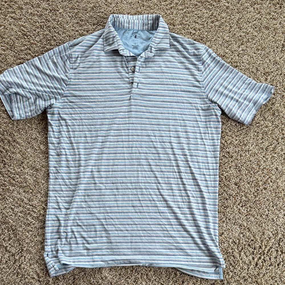 johnnie-O Light Blue Striped Polo Shirt